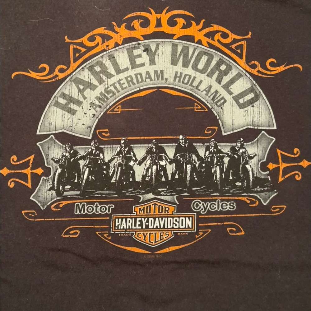 Harley Davidson motorcycle biker T 2006 Amsterdam Holland mens Lg Harley World